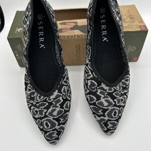 SERRA Womens Flats 10 Animal Print Black Gray Pink Pointed Toe‎ Ballet Shoes